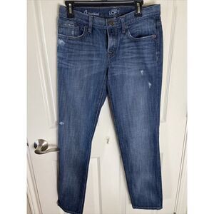 Ann Taylor Loft Women's Boyfriend Blue Jean Straight Button Fly Low Rise 25/0